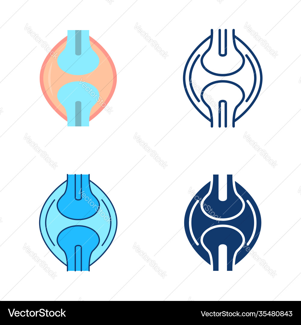 Bones joint icon set in flat and line style Bones joint icon set in flat and line style vector image