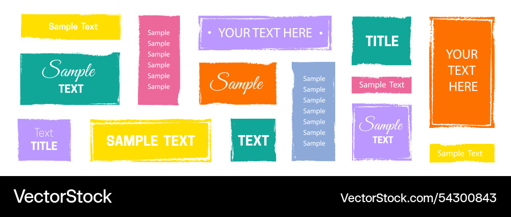 Box brush frame rough shape set text Box brush frame rough shape set text vector image