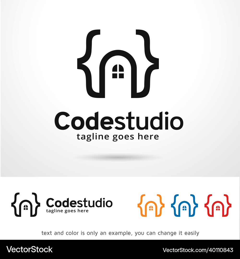 Code studio logo template vector image