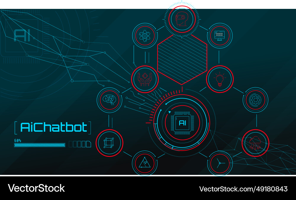 Conceptual technology with chatbot artificial vector image