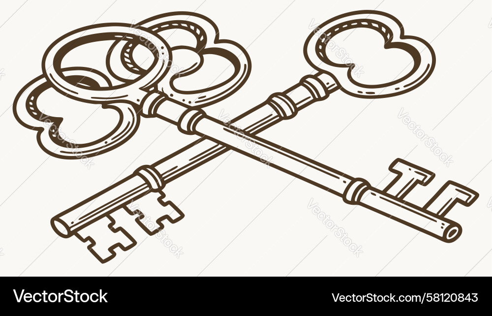 Cross Keys Lock Icon - Security Symbol Vector Image