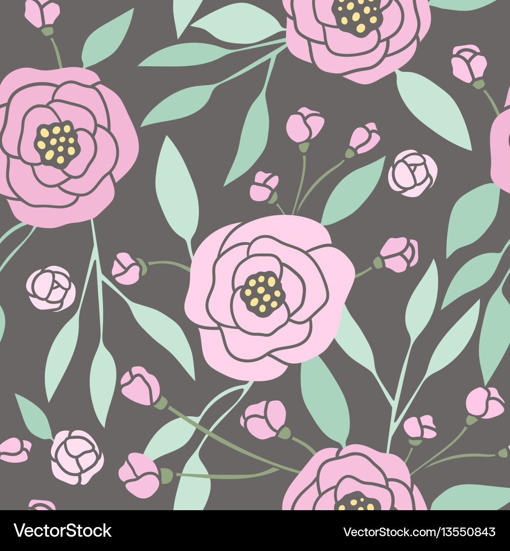 Dark Peony Floral Pattern Royalty Free Vector Image
