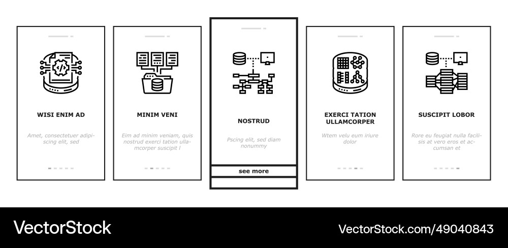 Database administrator server onboarding icons set Vector Image