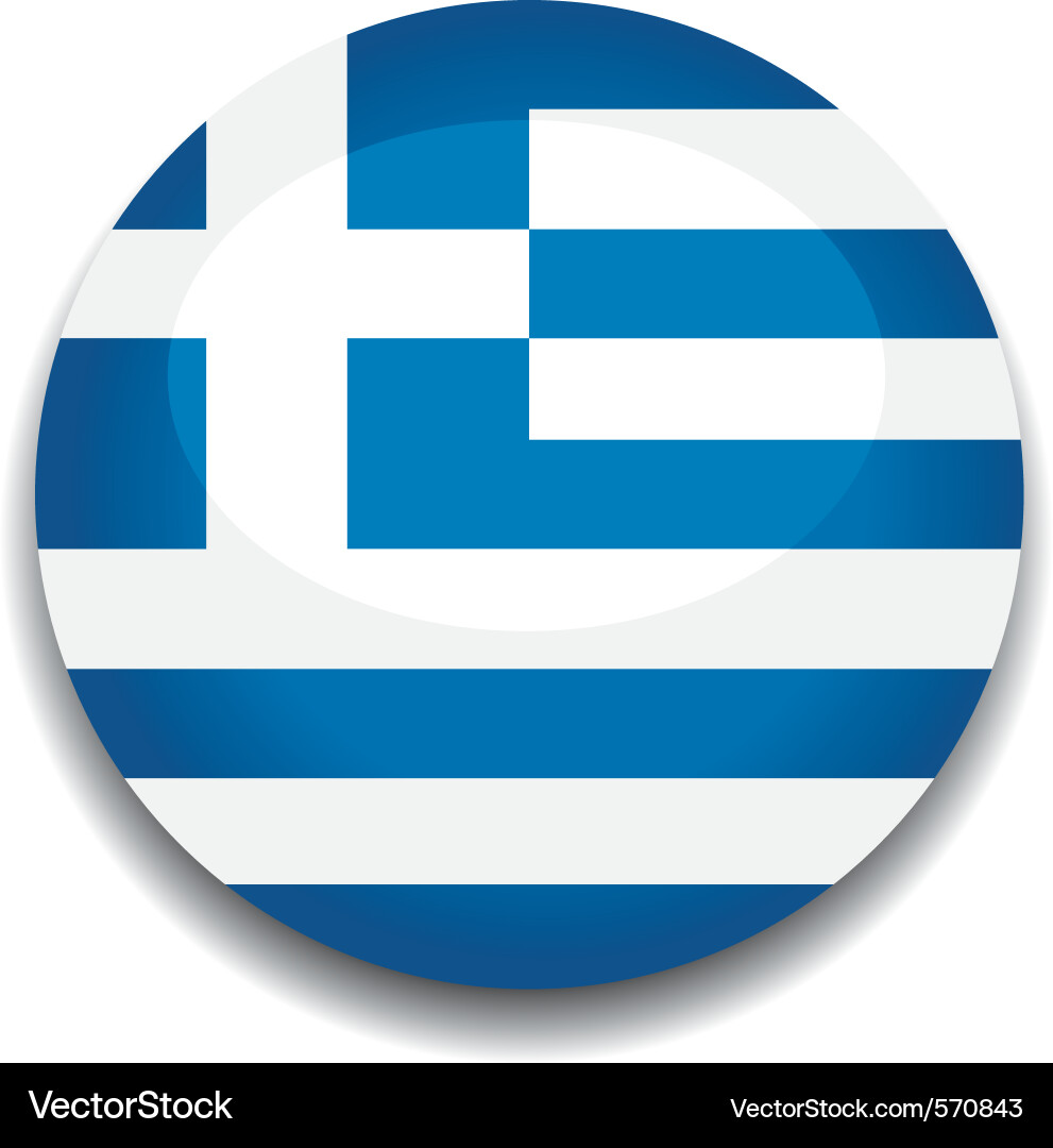 Greece Flag Button Vector Image