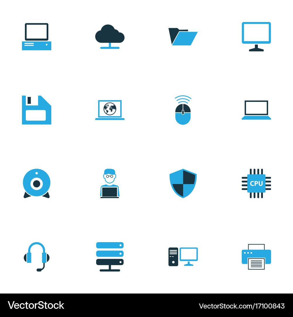 Hardware colorful icons set collection of floppy Vector Image