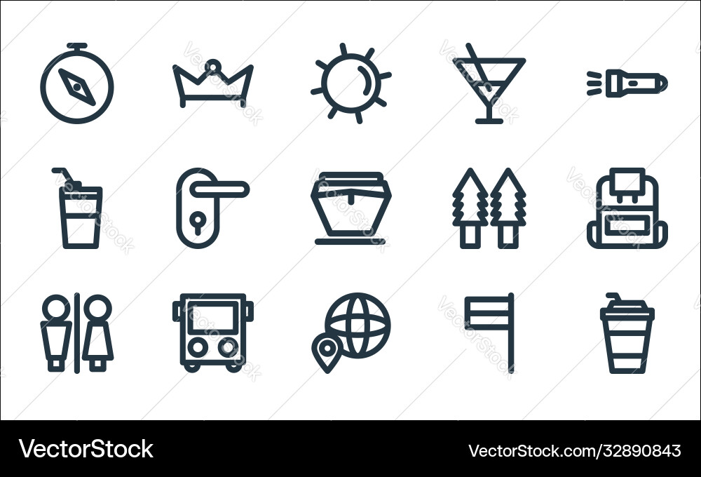 Holiday line icons linear set quality Holiday line icons linear set quality vector image