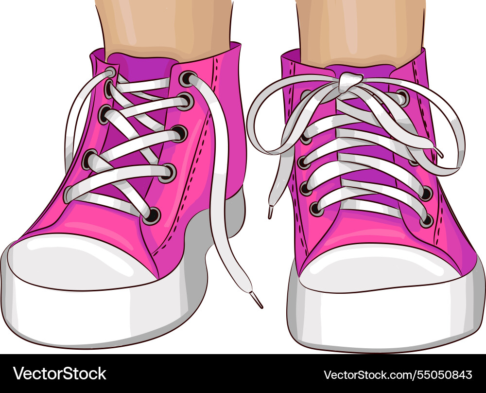 Kinderbein in rosa Turnschuhe isoliert auf weiß Kinderbein in rosa Turnschuhe isoliert auf weiß vektorbild