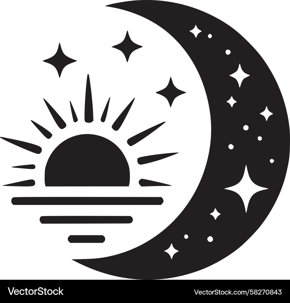 Moonrise Silhouette Emblem – Royalty-Free Vector | VectorStock