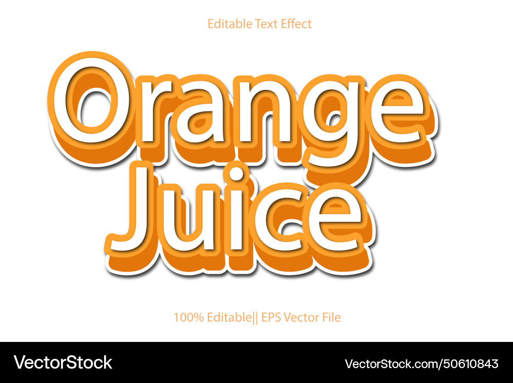 Orange juice editable text effect 3d emboss style vector image