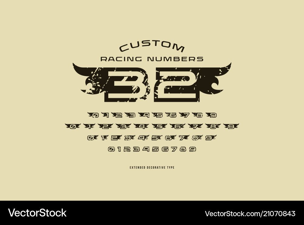 Set of initial hollow numbers in racing style Set of initial hollow numbers in racing style vector image