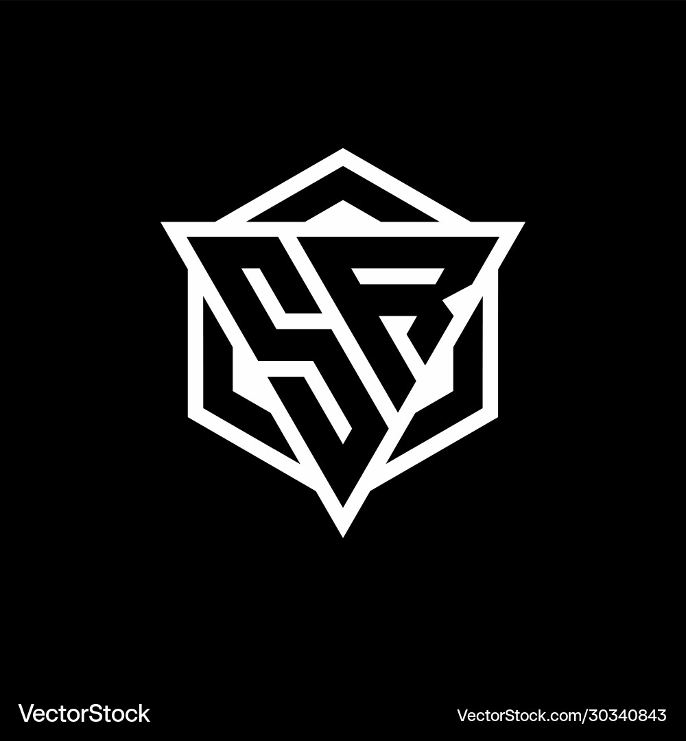 Sr logo monogram with triangle and hexagon shape Sr logo monogram with triangle and hexagon shape Vector Image