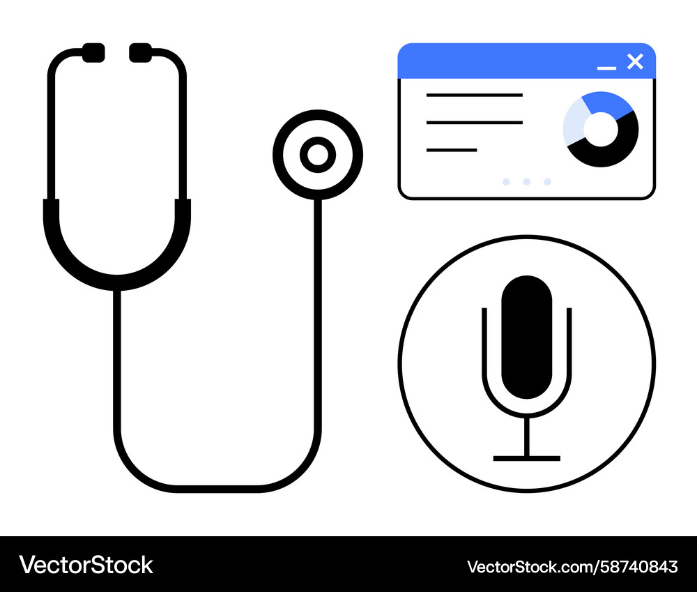 Stethoscope with microphone and data dashboard Vector Image