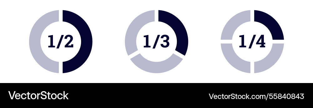 Visual representation of fractions with three Vector Image