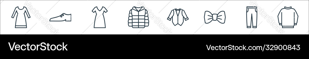 Wardrobe line icons linear set quality Wardrobe line icons linear set quality vector image