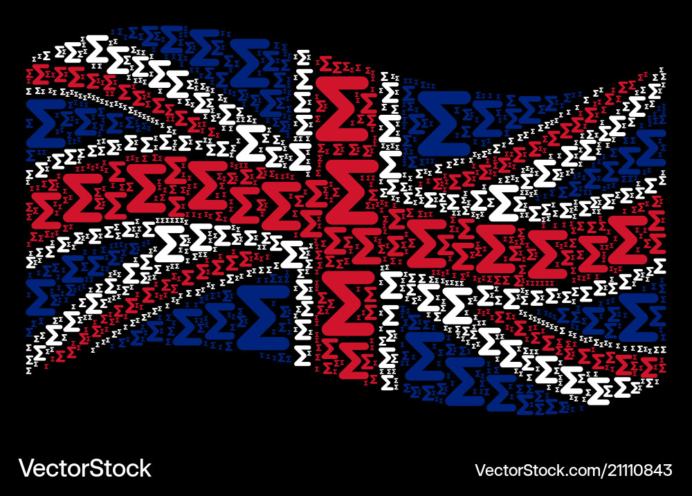 Waving uk flag pattern of sum items Vector Image