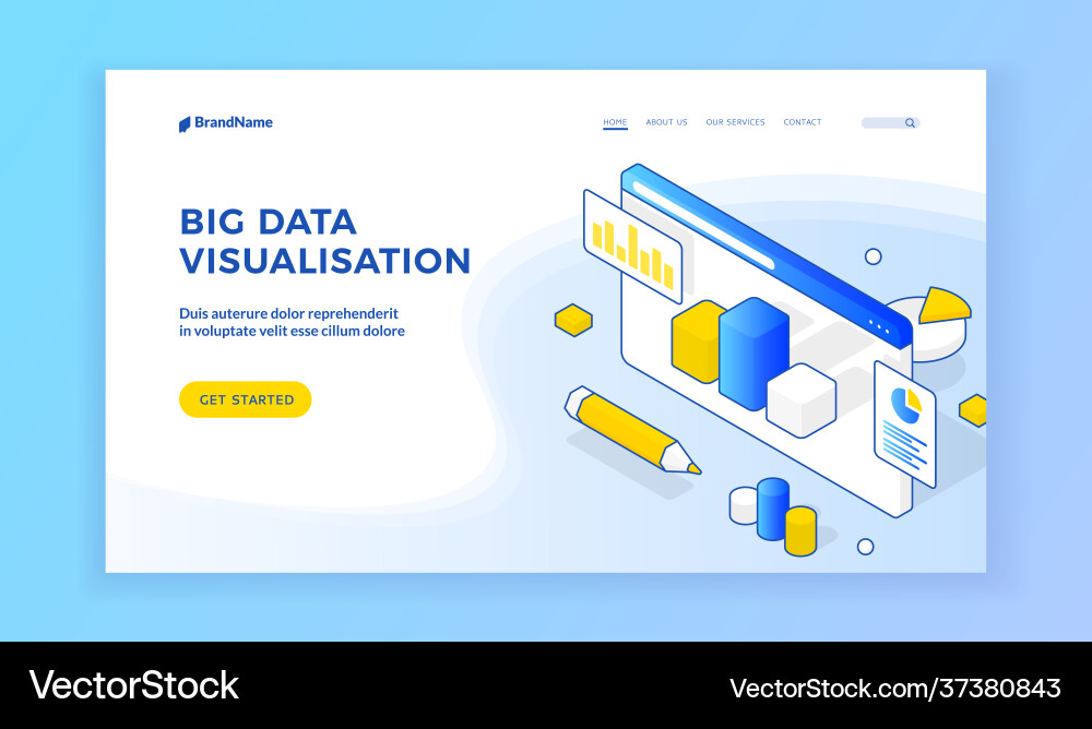 Web banner for big data visualization service Web banner for big data visualization service vector image