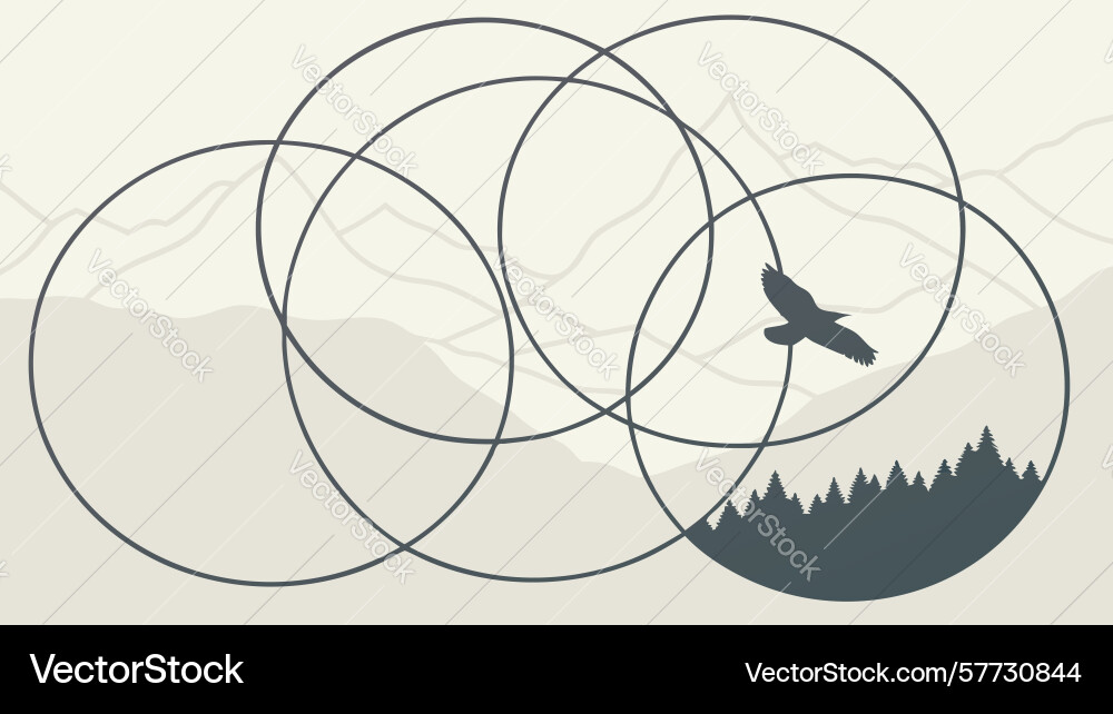 Abstract interlocking circles minimalist Vector Image