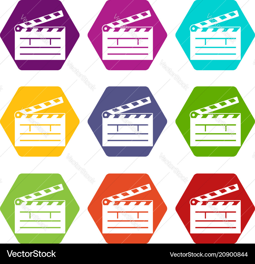 Clapper icons set 9 Vector Image