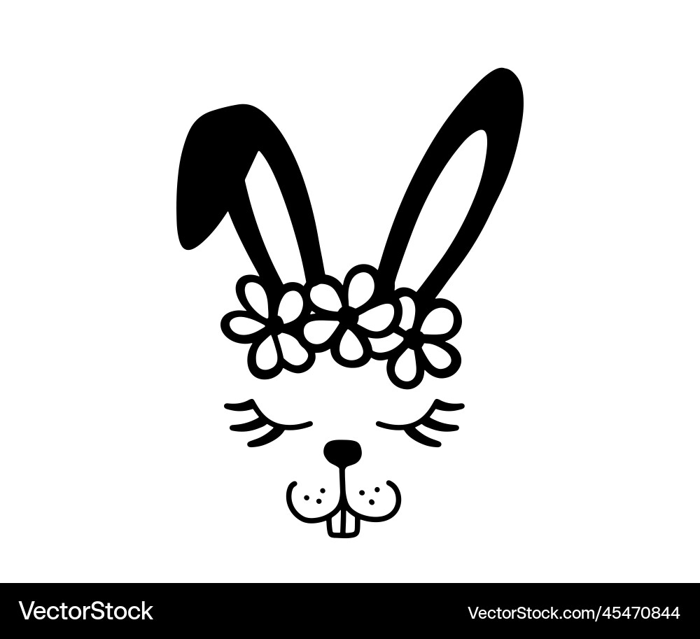 Cute Easter Bunny with Floral Elements Royalty Free Vector