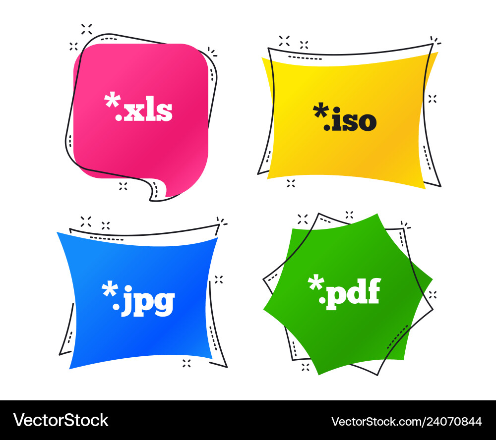 Document signs file extensions symbols Document signs file extensions symbols vector image