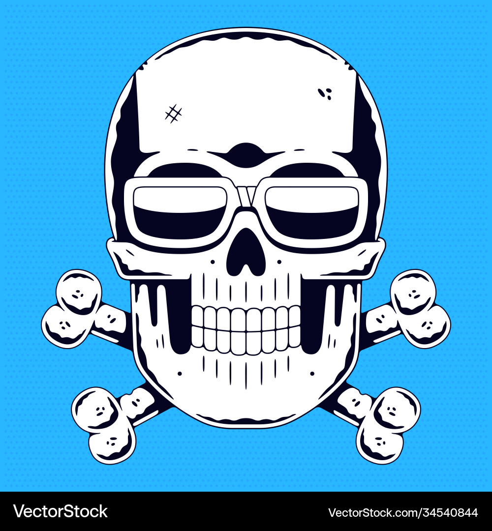 Funny skull modern logo with bones Funny skull modern logo with bones vector image