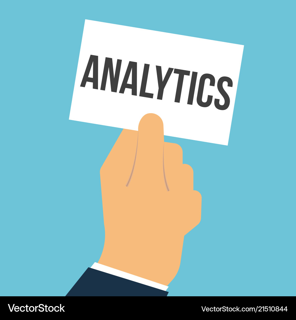 Man showing paper analytics text Man showing paper analytics text vector image