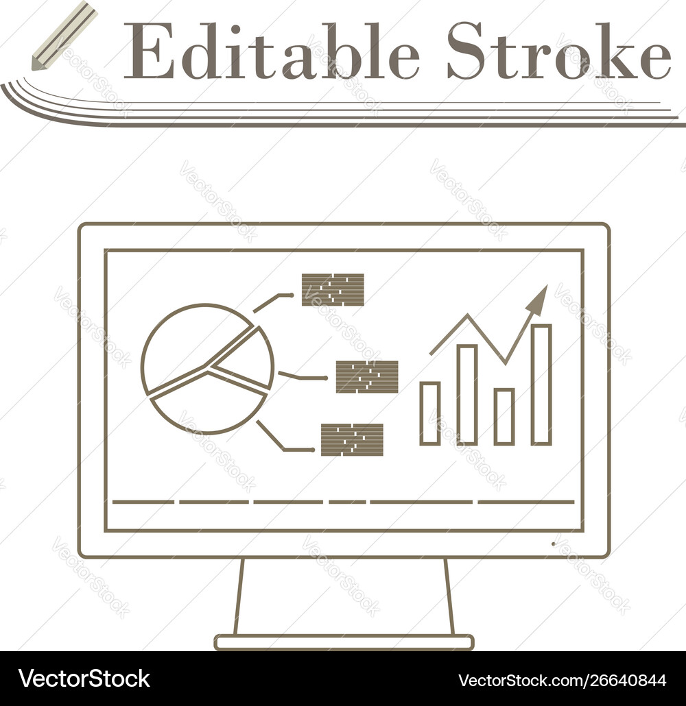 Monitor with analytics diagram icon Monitor with analytics diagram icon vector image