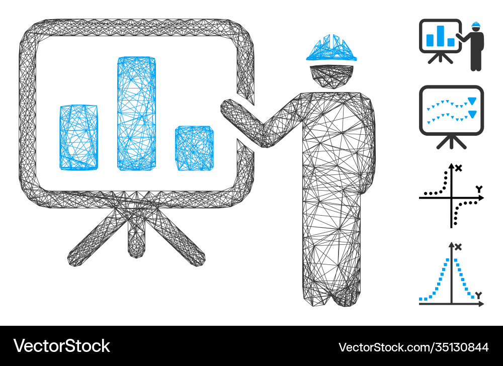 Net engineer pointing chart board mesh Net engineer pointing chart board mesh vector image