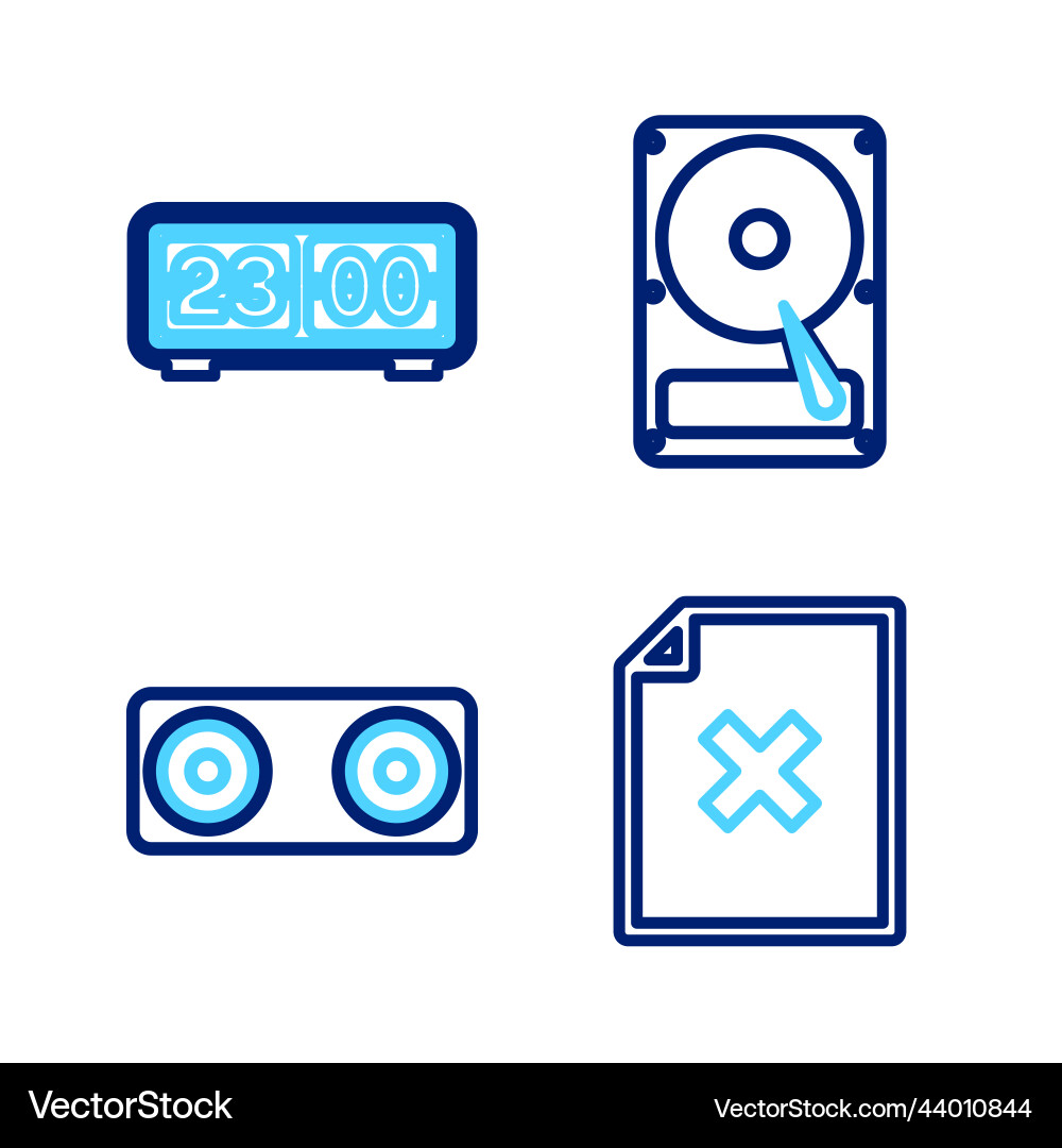 Set line delete file document stereo speaker Set line delete file document stereo speaker vector image