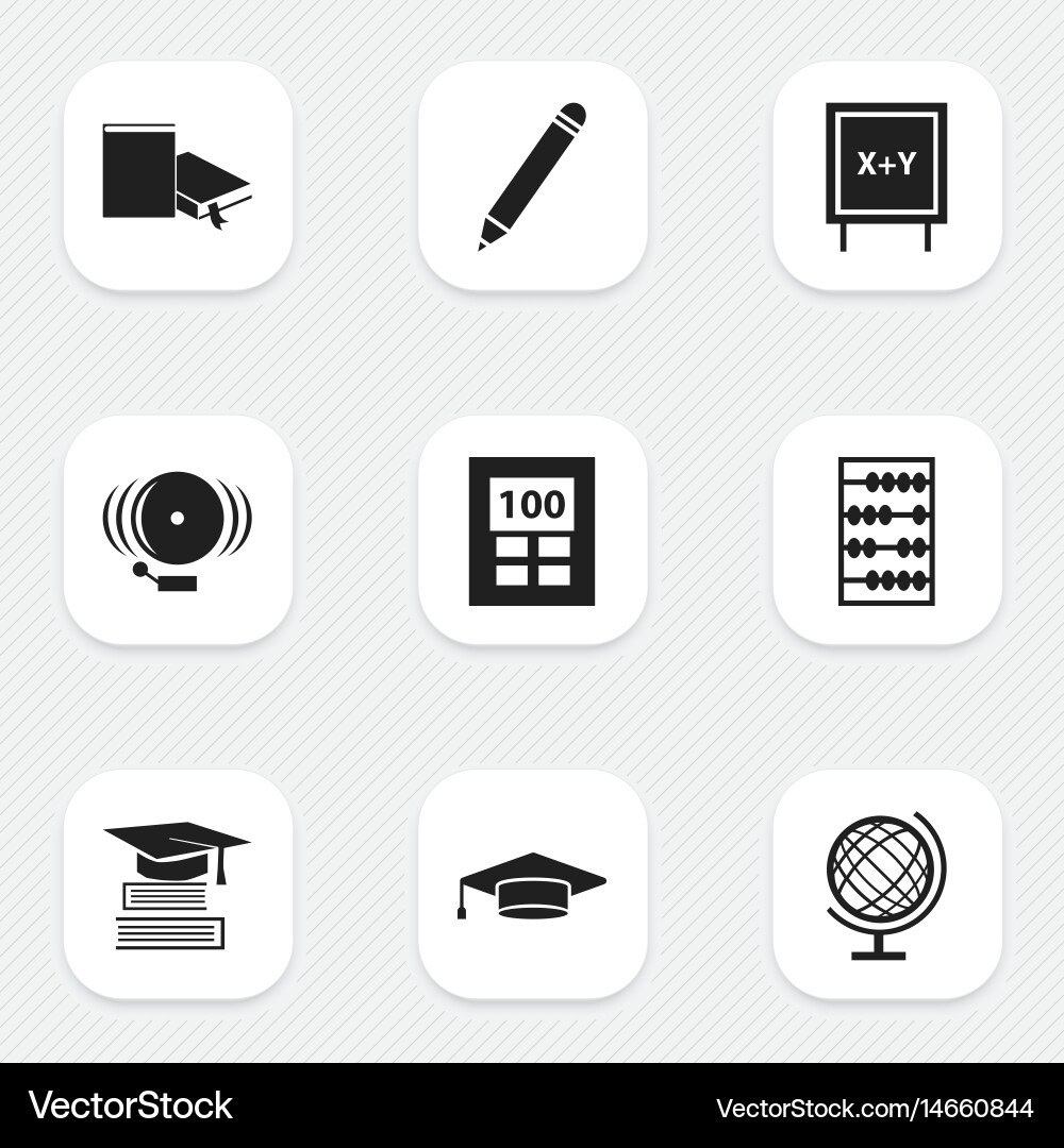 Set of 9 editable university icons includes vector image