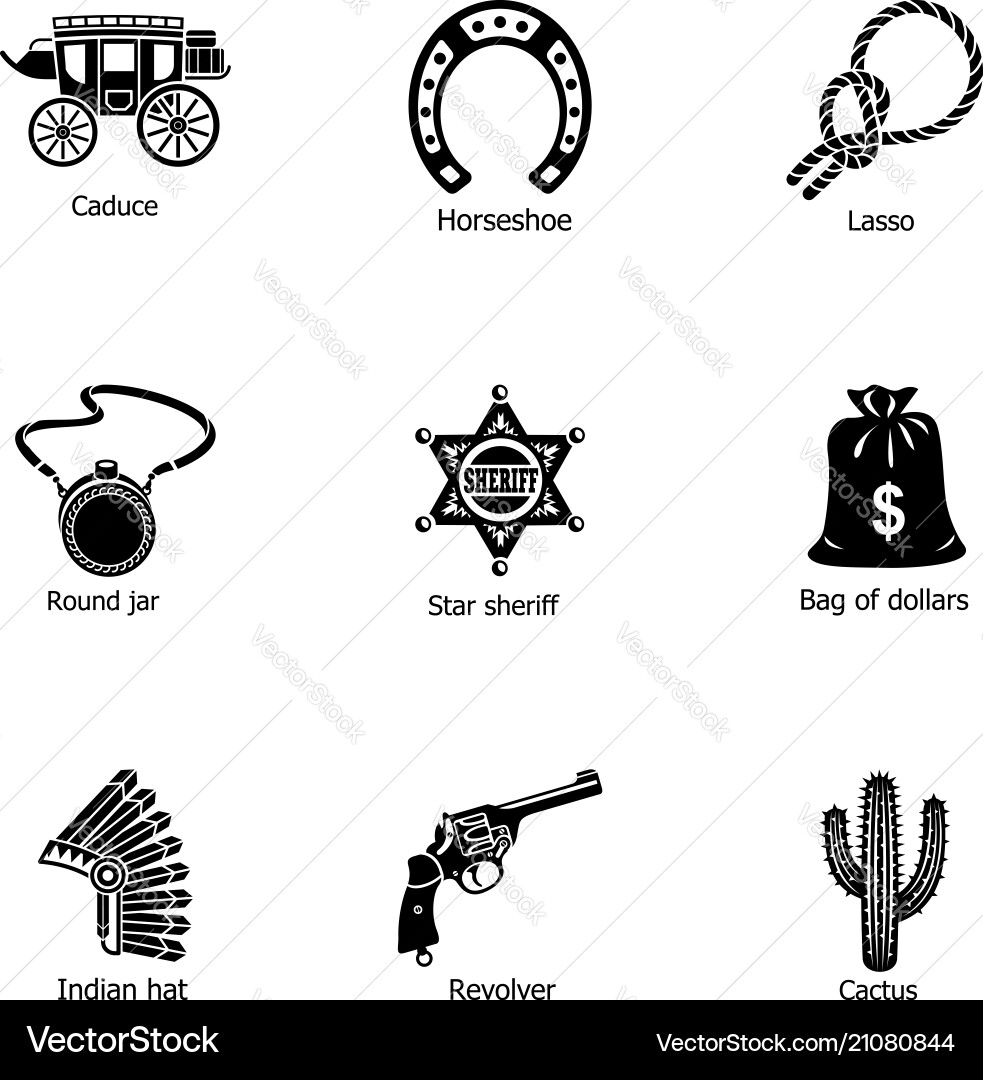Sheriff icons set simple style Sheriff icons set simple style vector image