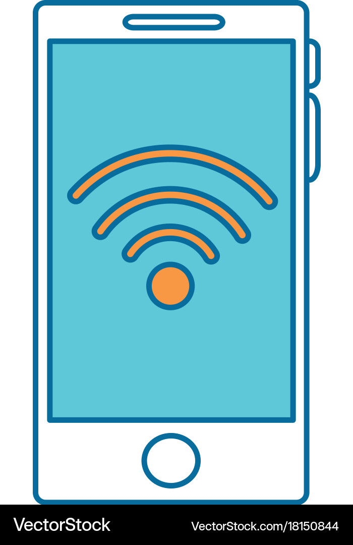 Smartphone device with wifi signal vector image