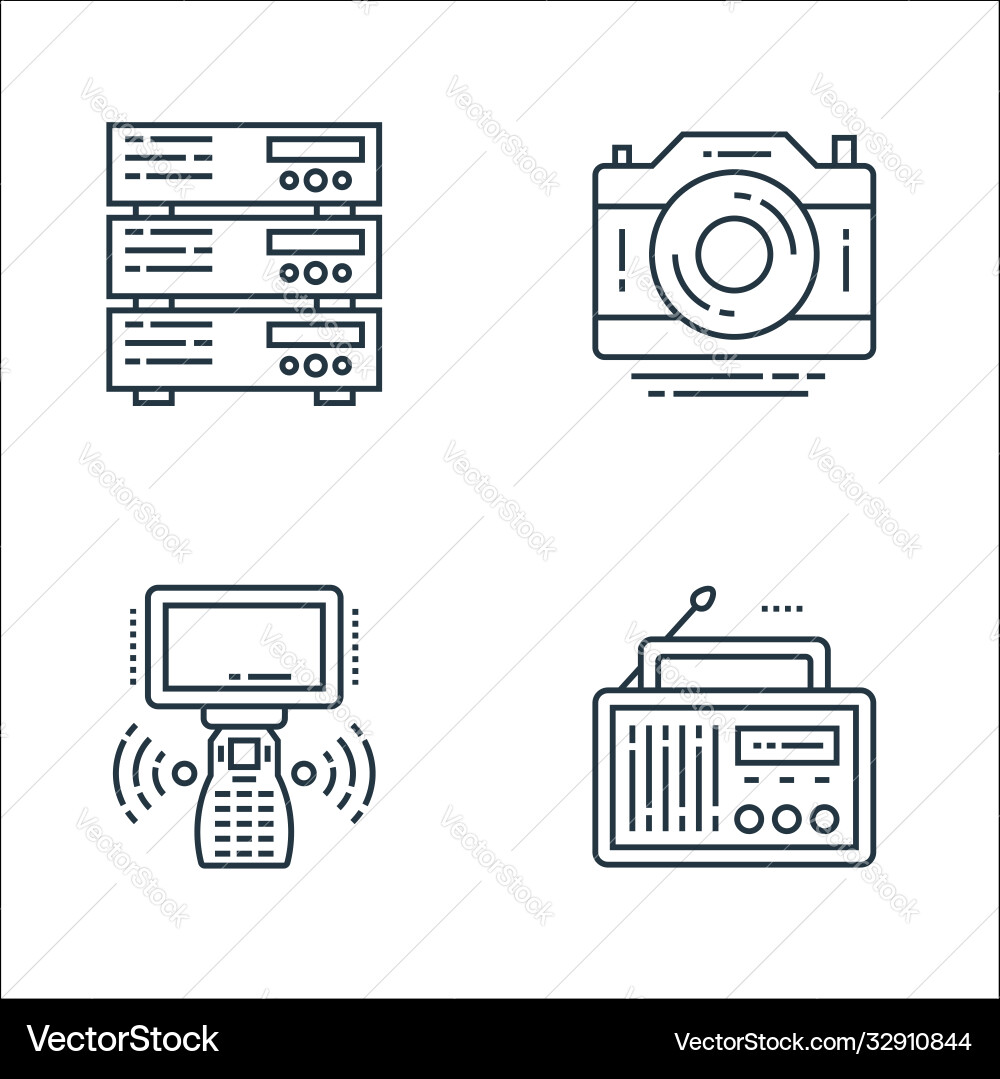 Technology devices line icons linear set quality Technology devices line icons linear set quality Vector Image