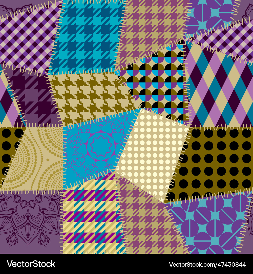 Textille patchwork pattern seamless image Textille patchwork pattern seamless image vector image