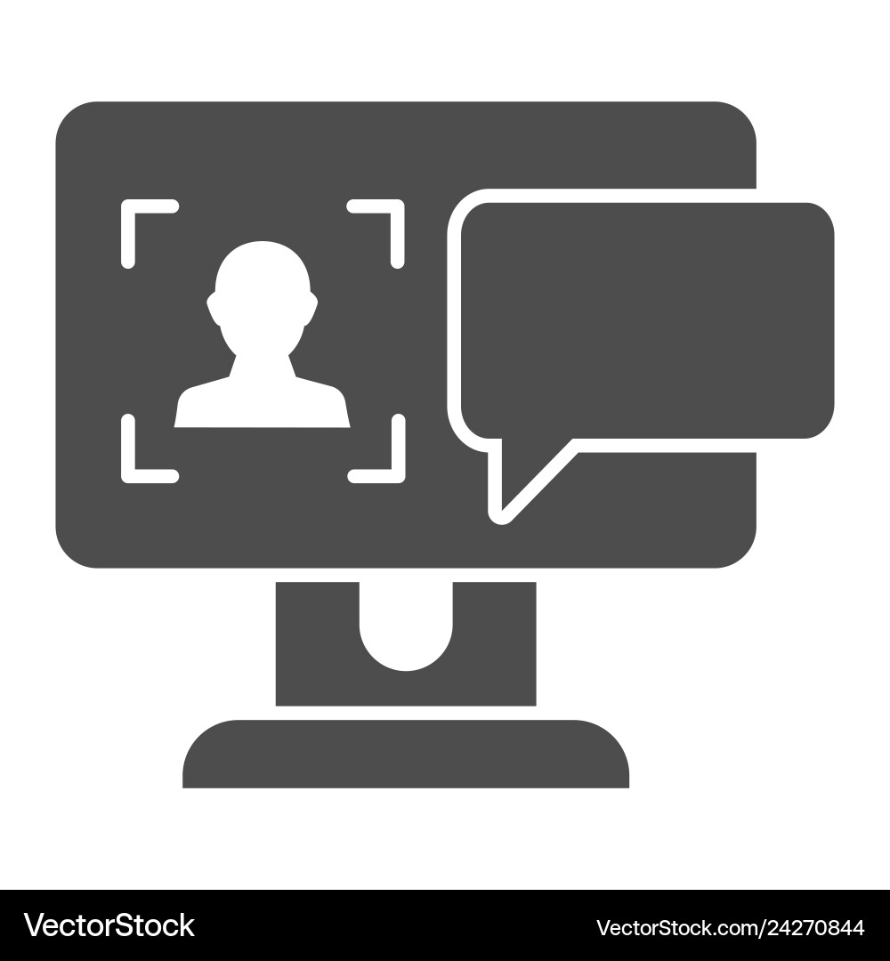 User on computer monitor solid icon authorization vector image