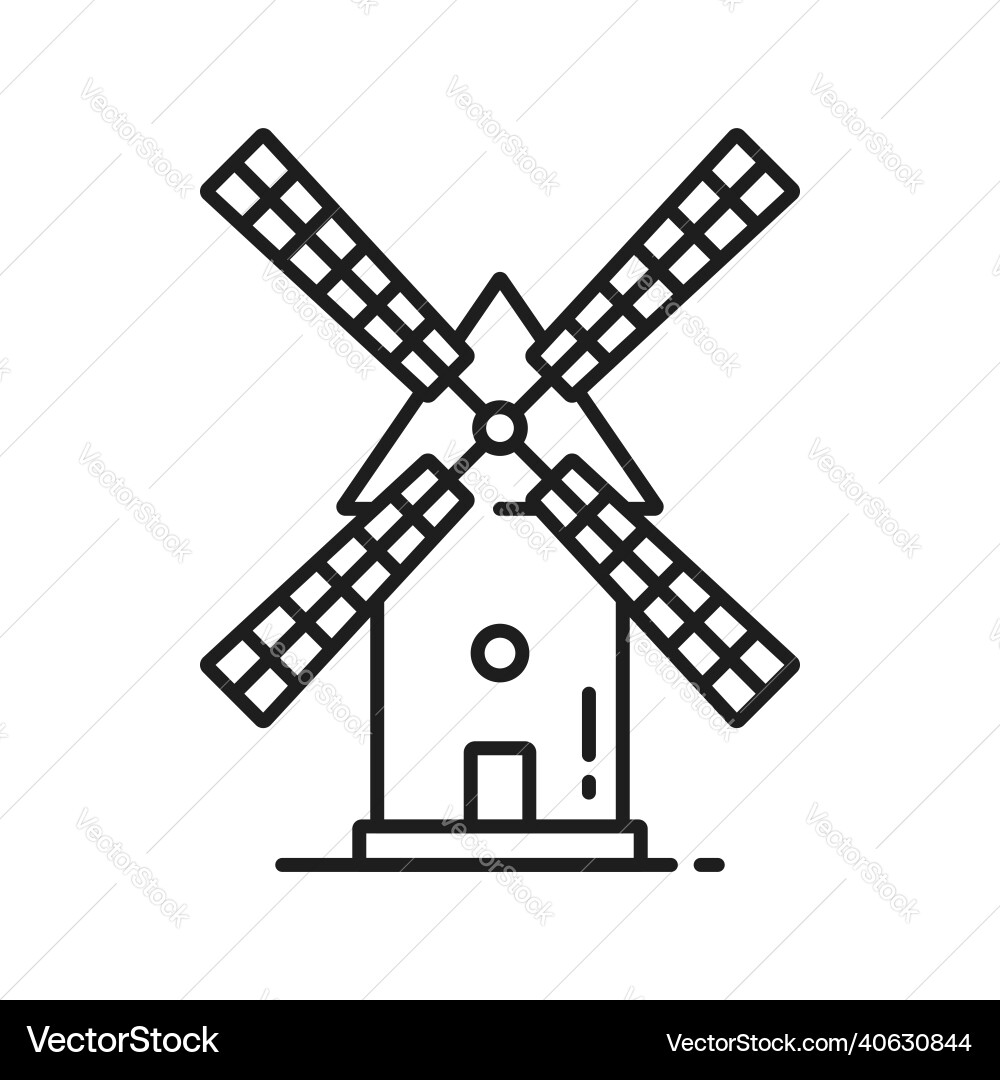 Windmill retro building for flour bread processing vector image