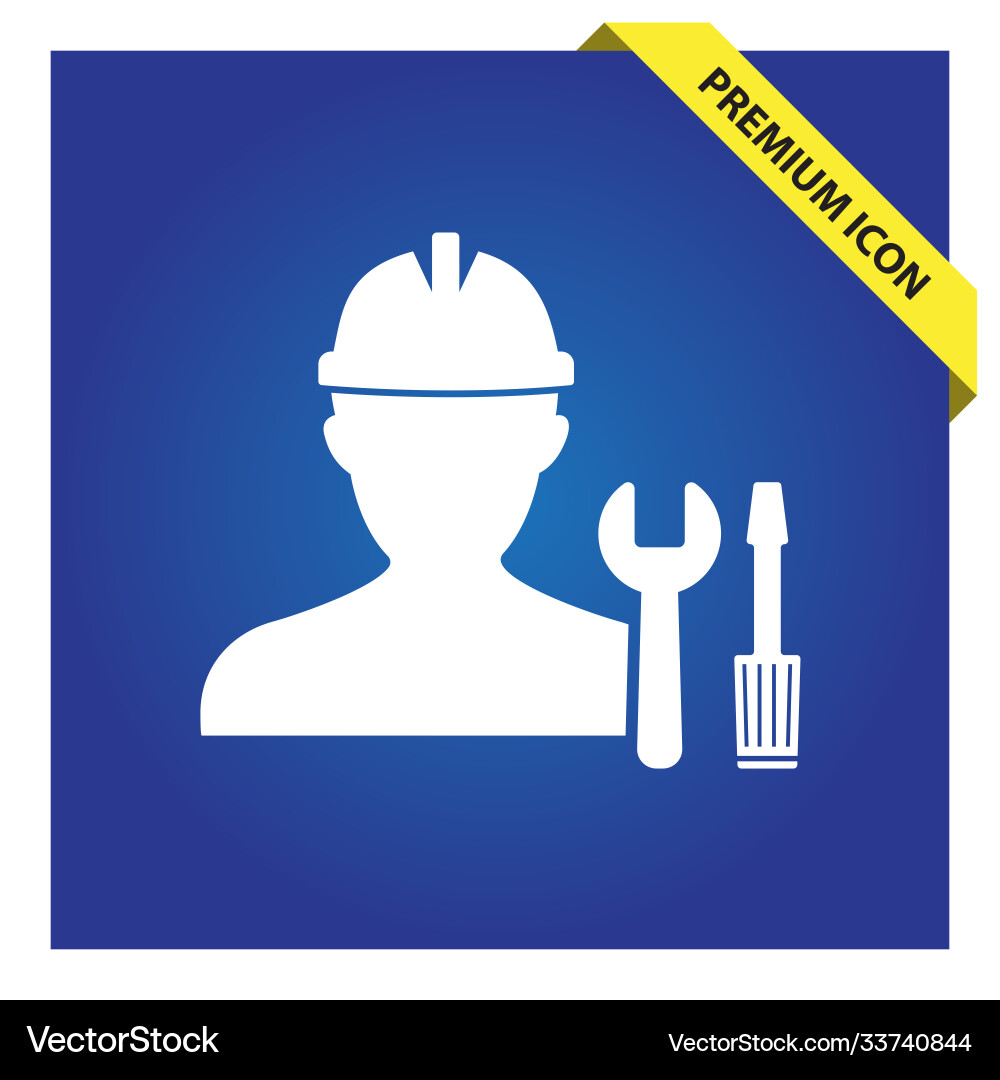 Worker with work tool icon for web and mobile vector image