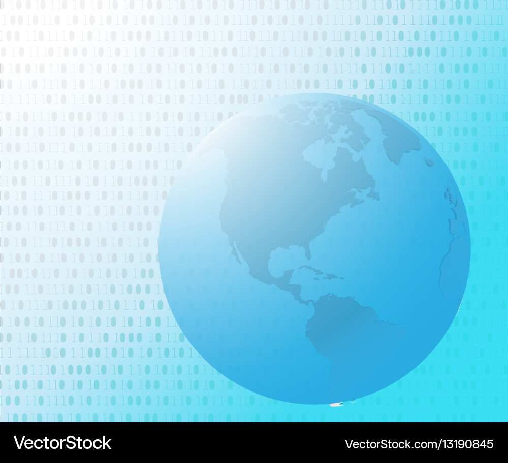 Binary code on world map vector image
