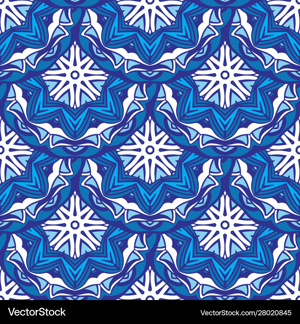 Blue seamless snowflake pattern tiles abstract Blue seamless snowflake pattern tiles abstract vector image