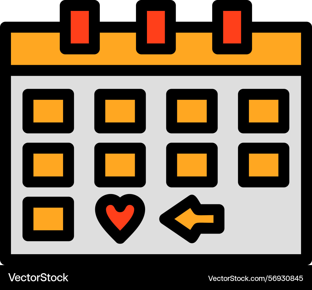 Calendar with a save the date marker line filled Vector Image