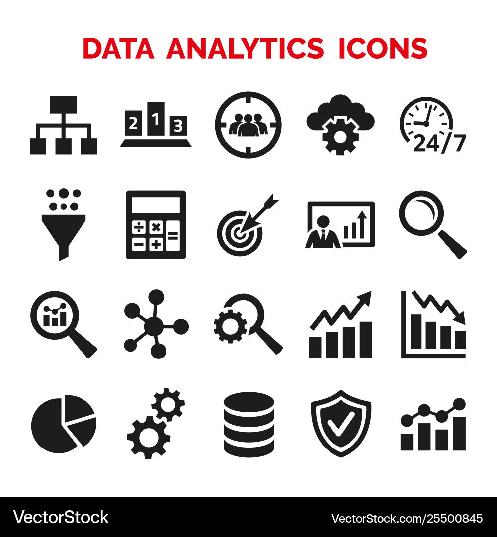 Data analytics icons set on white background Data analytics icons set on white background vector image