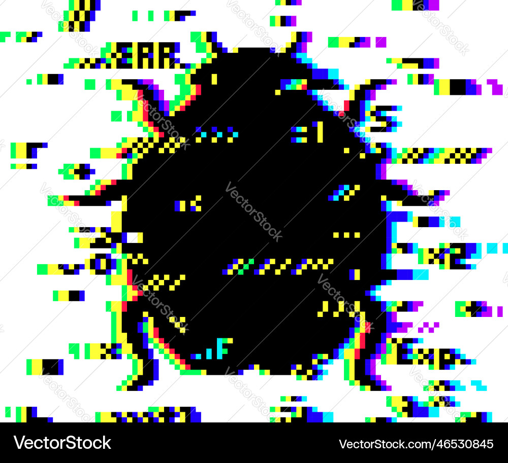 Glitch bug glitched distortion effect Glitch bug glitched distortion effect vector image