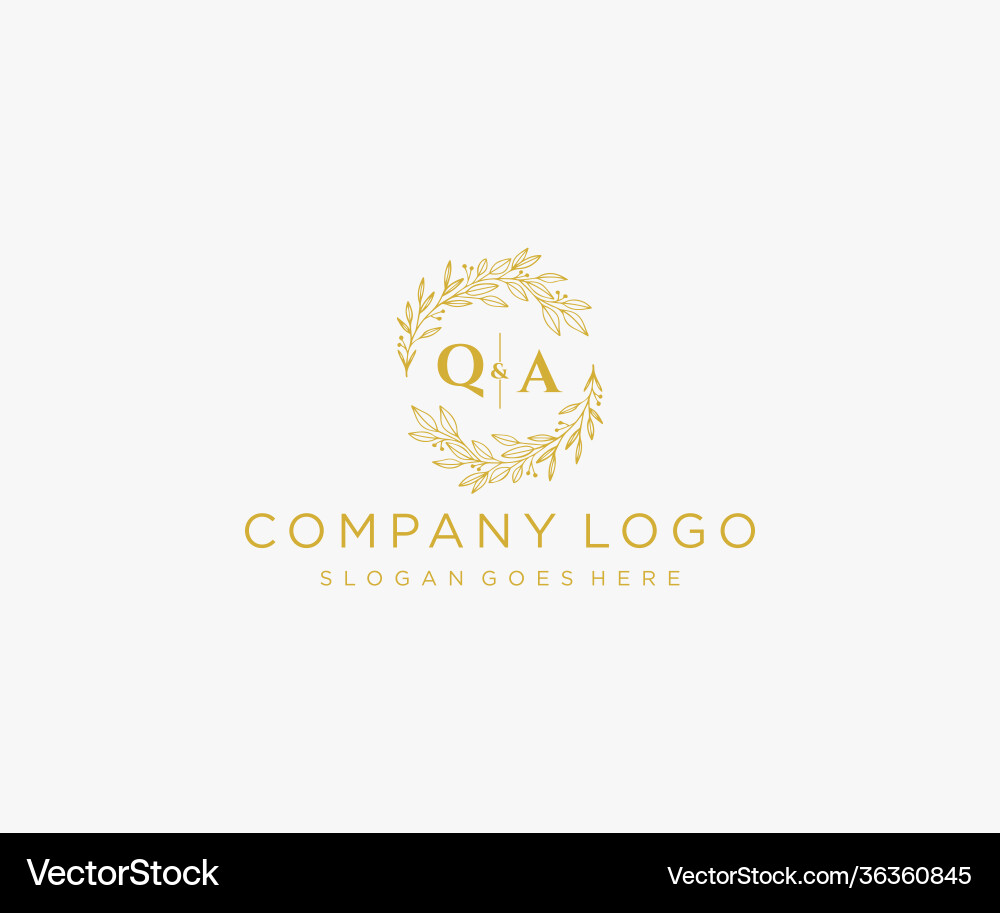 Initial qa letters floral frames monogram wedding Vector Image