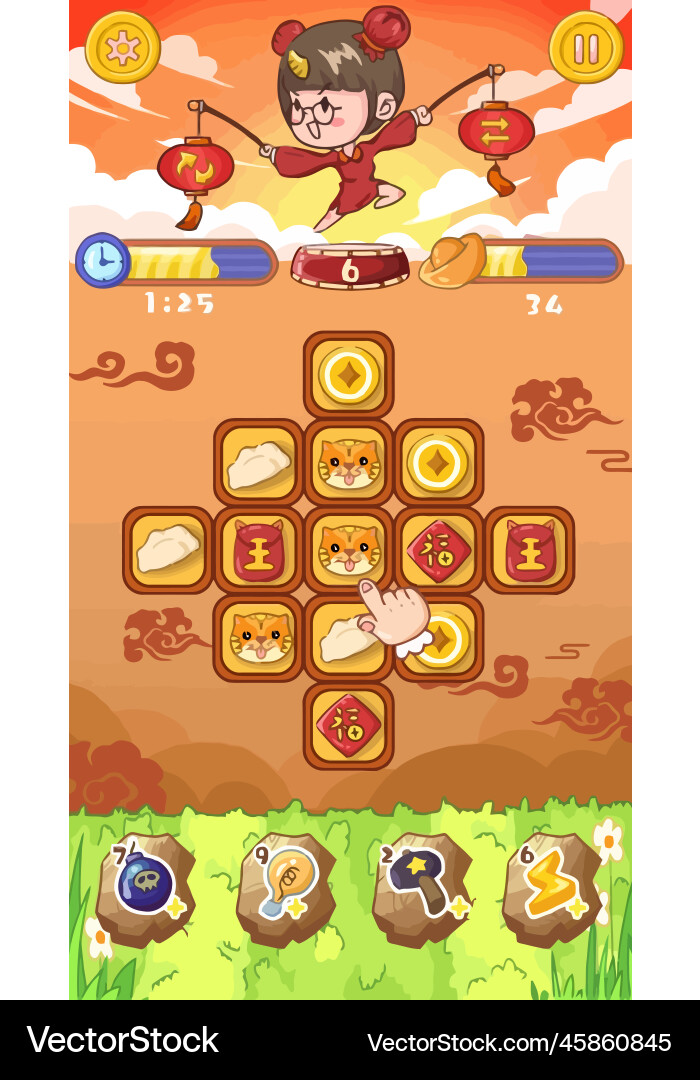 Komplettes Set von Level-Taste Spiel ui Pop-up-Symbol vektorbild