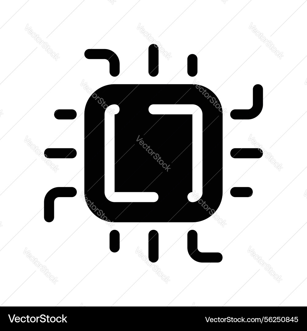 Microchip icon with connection points symbolizing Microchip icon with connection points symbolizing vector image
