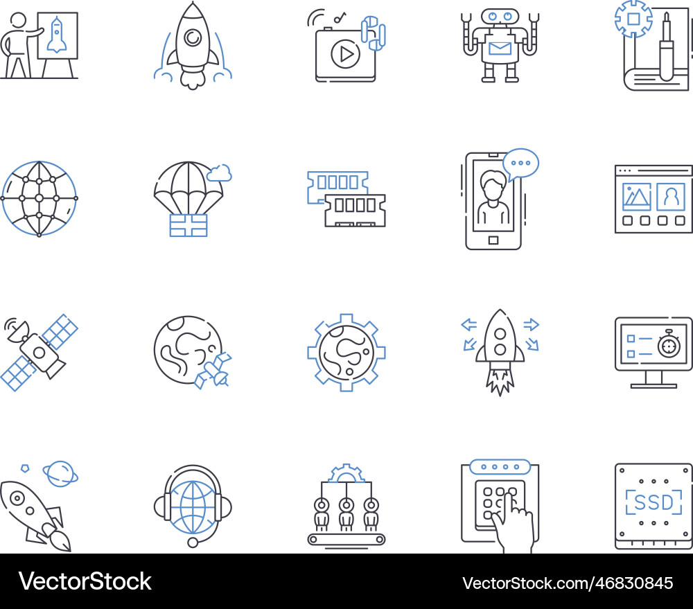 Quantum computing line icons collection Quantum computing line icons collection Vector Image