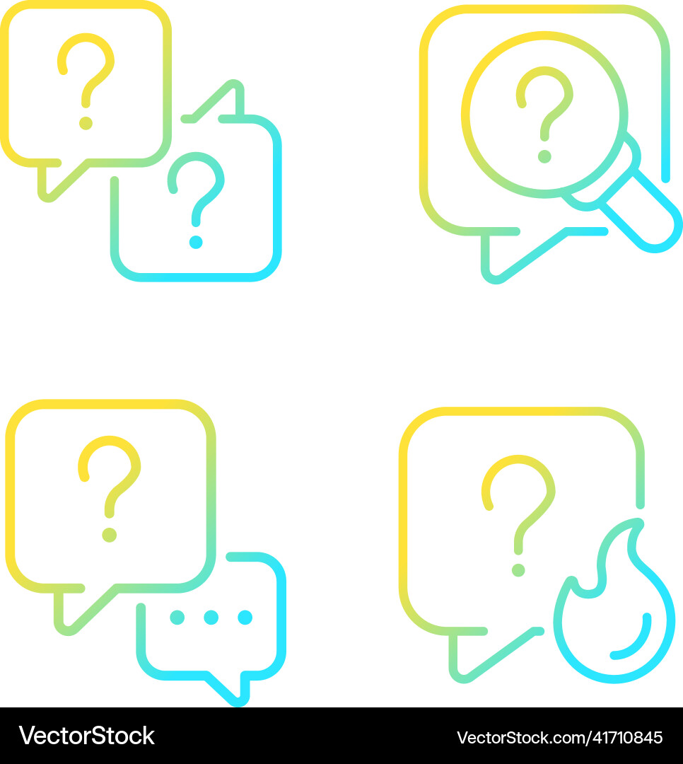 Question marks and speech bubbles gradient linear Question marks and speech bubbles gradient linear vector image