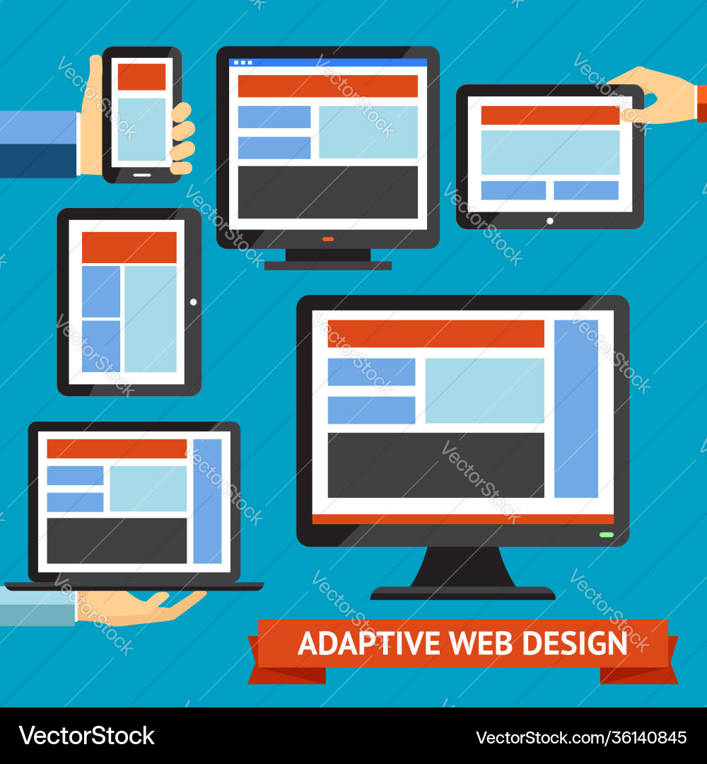 Responsive and adaptive design Responsive and adaptive design Vector Image