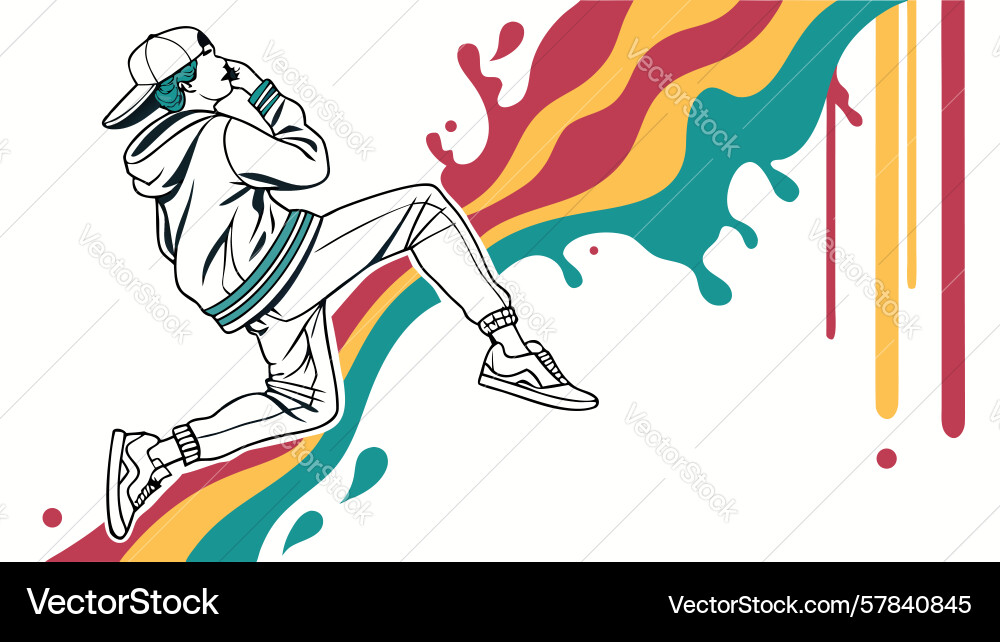 Running person with dynamic colorful paint drips Vector Image