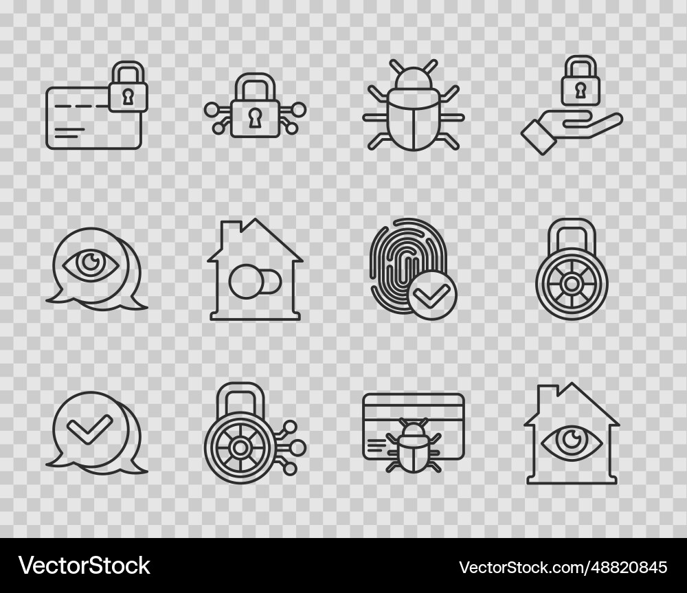 Set line check mark in speech bubble house Vector Image